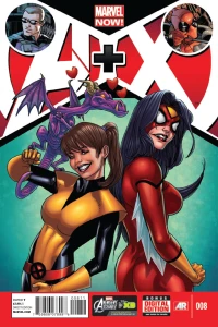Spider-Woman + Kitty Pryde [& Lockheed]; Hawkeye + Deadpool