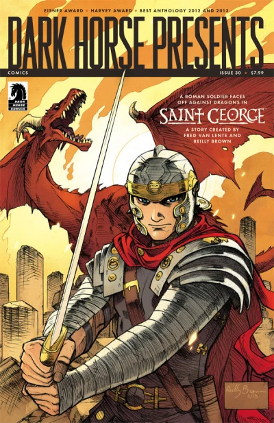 Cover of Saint George: Dragonslayer; Integer City; The Adventures of Nilson Groundthumper and Hermy; Alabaster: Boxcar Tales; Nexus; Monstrous; Crime Does Not Pay: City of Roses; Mr. Monster; The Strain: The Fall; Now & Then