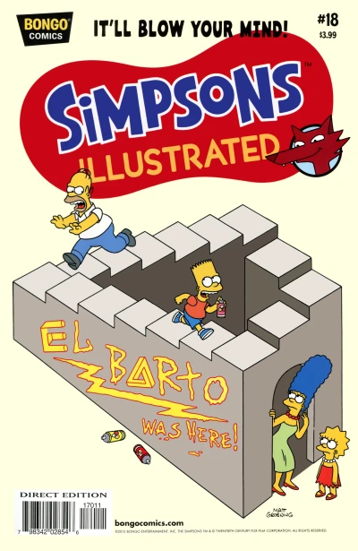 Cover of Hail to the Cat; Bart vs. Bart 2; Angry Dad in "The Roller Skate"; Chili Chili Bang Bang