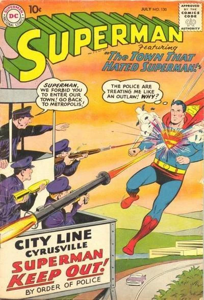 Cover of The Curse of Kryptonite! / The Super-Servant of Crime / The Town that Hated Superman!