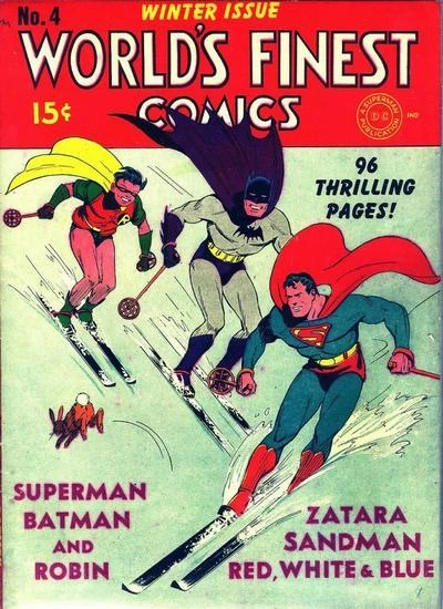 Cover of Superman, Batman and Robin, Zatara,  Sandman, Red White & Blue : Winter Issue