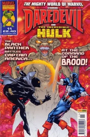 Cover of The BLACK PANTHER Battles CAPTAIN AMERICA...At The Command Of The BROOD!