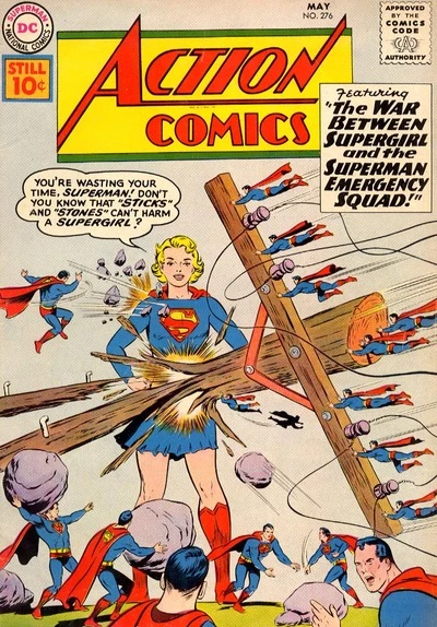 Cover of The War Between Supergirl and The Supermen Emergency Squad! / Supergirl's Three Super Girl-Friends!