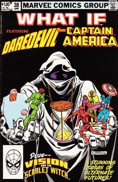 Cover of What if Featuring Daredevil and Captain America, plus Vision and the Scarlet Witch